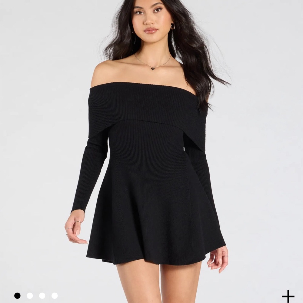 Windsor Elegant Black Off-Shoulder Dress